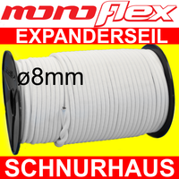 8mm PE Expanderseil 50m weiss Spanngummi elastic-cord für Meshbanner LKW-Planen 